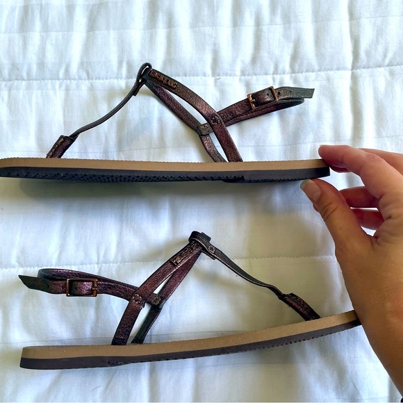 EUC Havaianas Womens metallic leather ankle strap sandals Sz 6 or EU 37/38 - Picture 5 of 10